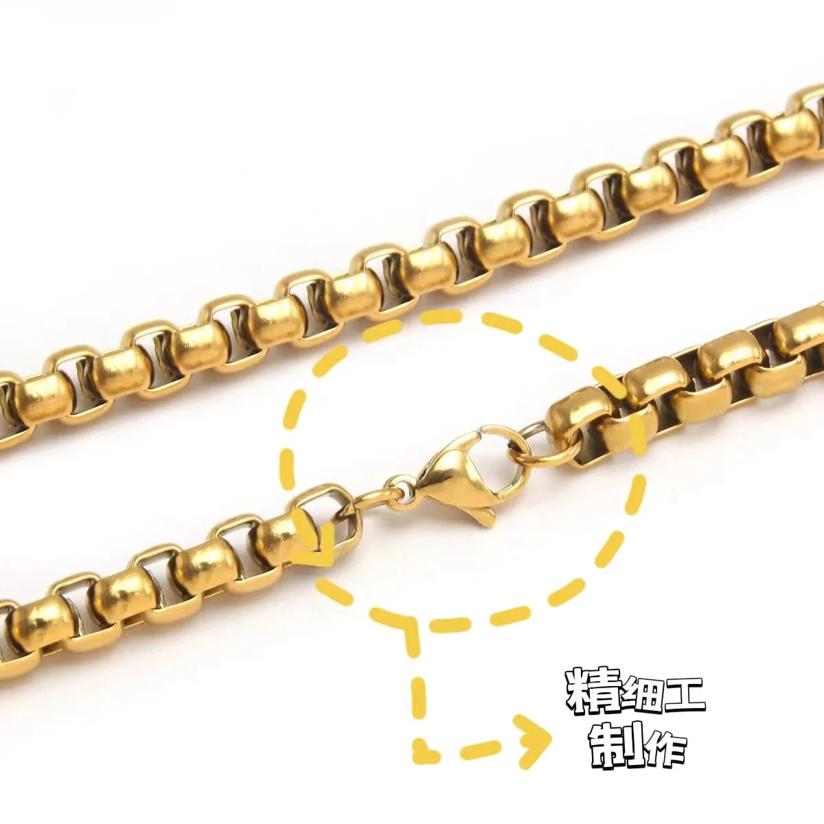 HNSP 316L Stainless Steel Thick Chain Necklace For Men Women Neck Jewelry Pendant Accessories Gold Silver Black Color