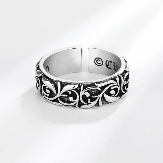 Retro Eternal Vine Ring Silver Color Punk Gothic Vintage Open Ring For Men Women Handmade Designer Jewelry Unisex Accessories