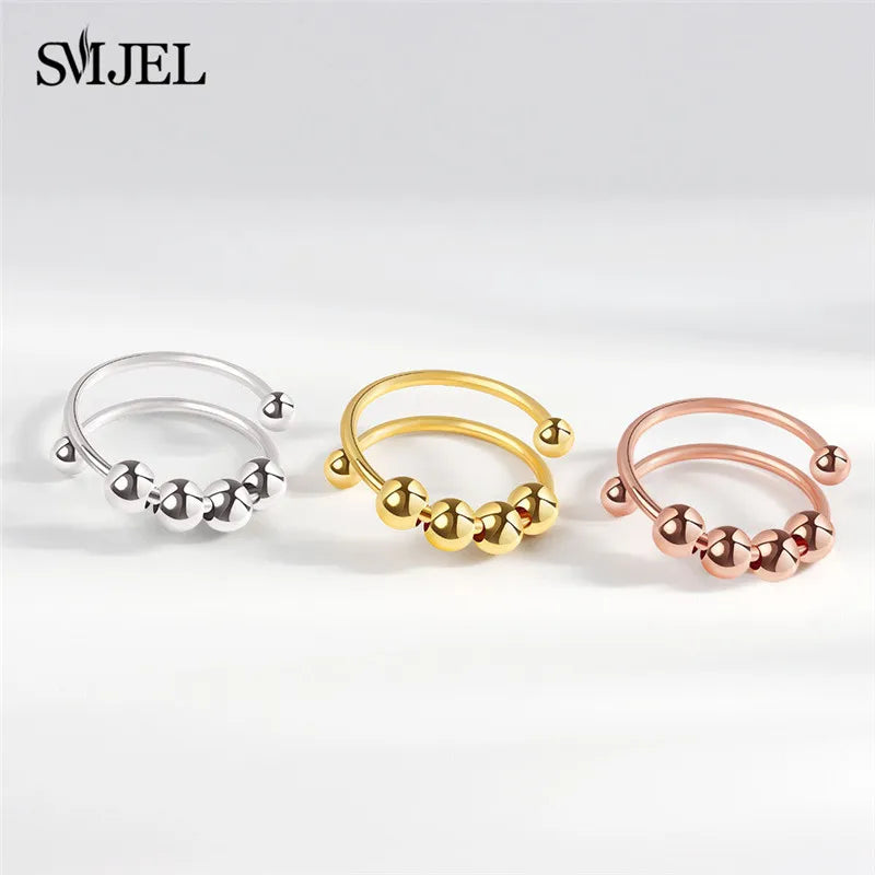 SMJEL Anti Stress Anxiety Ring Fidget Spinner Rings Adjustable for Women Rotating Freely Spinning Accessories Jewelry Gifts