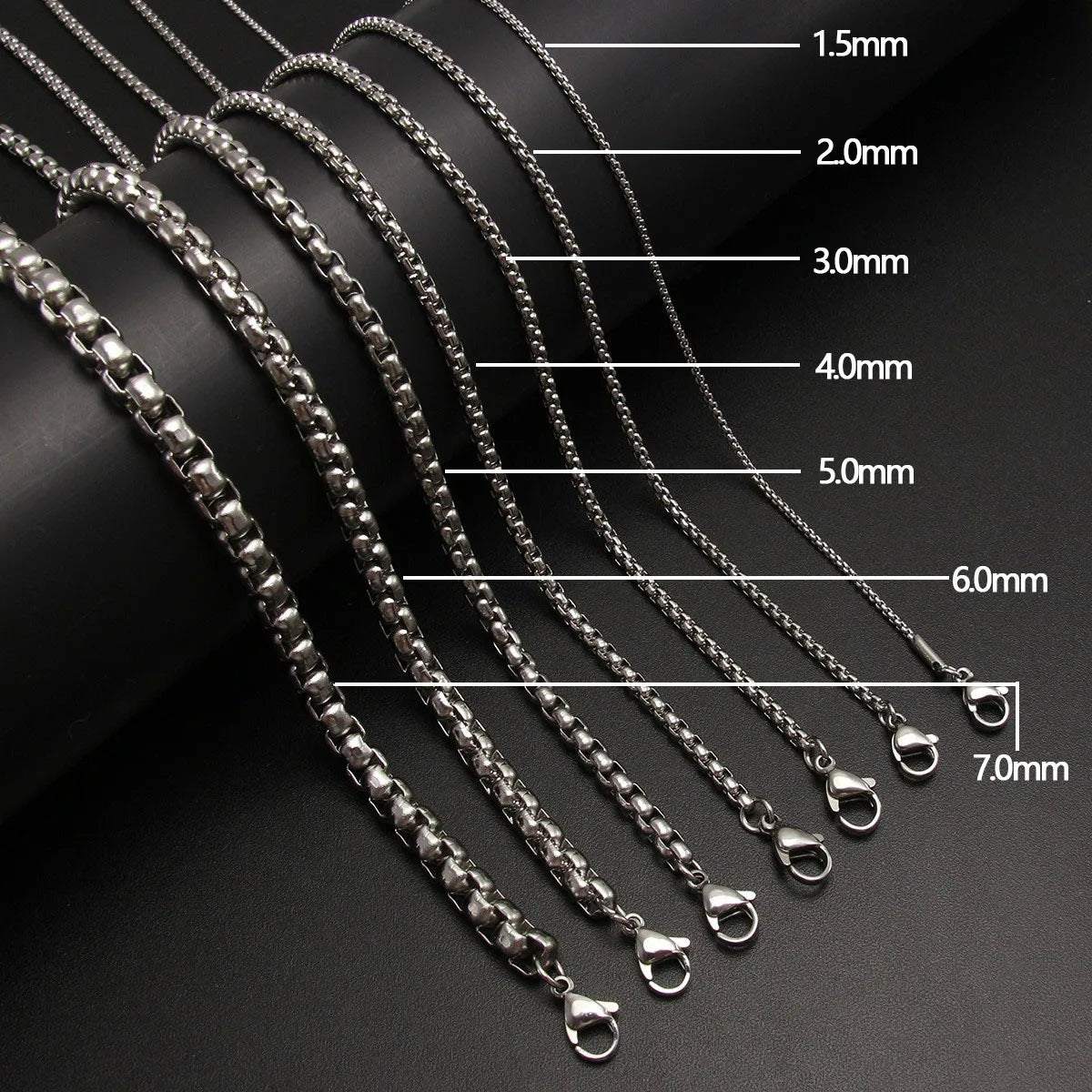 HNSP 316L Stainless Steel Thick Chain Necklace For Men Women Neck Jewelry Pendant Accessories Gold Silver Black Color